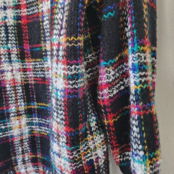 Vintage Leroy Knitwear Cardigan Sweater Small Plaid Checkered Thick Pockets - Picture 4 of 7